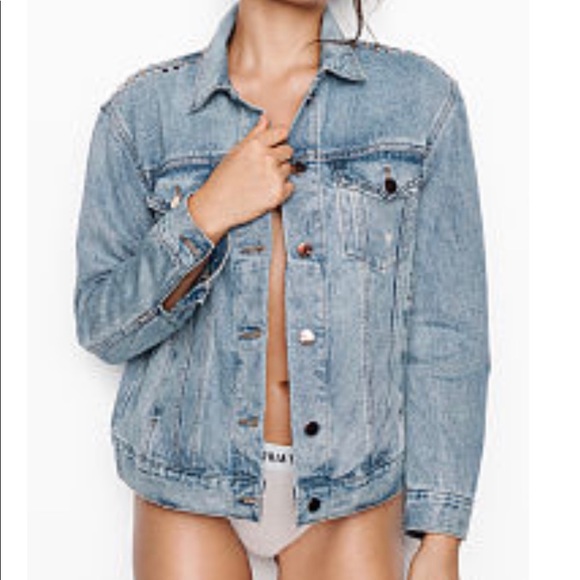 Rose gold studded denim jacket - Picture 1 of 4